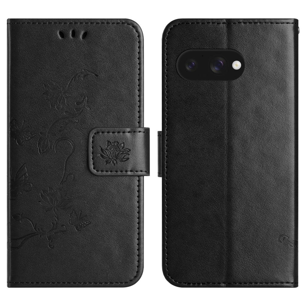 Для Google Pixel 9a Чехол Кошелек Подставка Тисненый Бабочка Цветок PU Кожа Чехол для Телефона