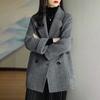 Suit Collar Temperament Woolen Women's Spring and Autumn Winter New Herringbone Patterned Coat Loose Slimming Jacket