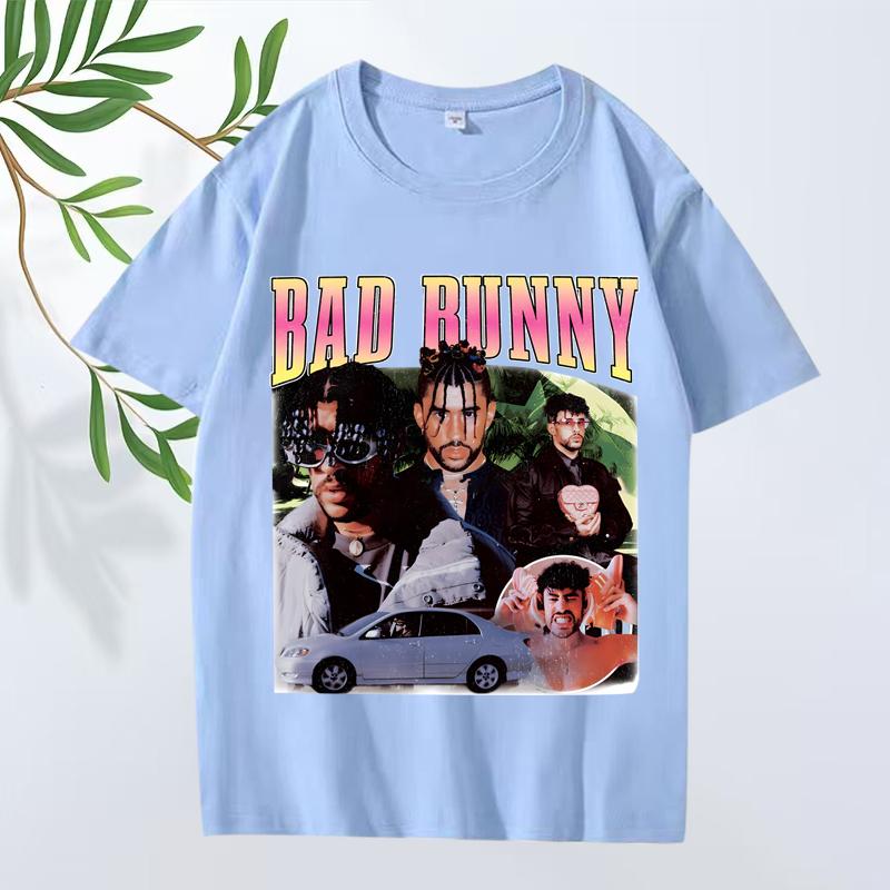 Классическая футболка Bad Bunny 2025 Новая Унисекс s Женская Оверсайз 100% Хлопок Уличный Стиль Короткий Рукав Летний Принт Графика Унисекс Топы