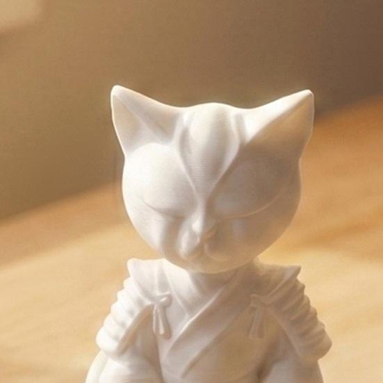 Статуэтка Воинственный Кот 3D-печатная Скульптура Кота-Самурая Причудливое Настольное Животное Украшение для Гостиной Стола Полки Подарок для Любителей Кошек Коллекционеров