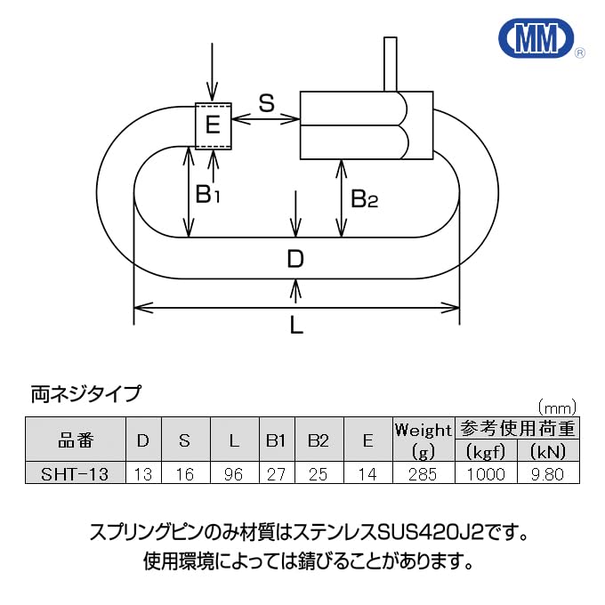 MM Mizumoto Machinery Захват-кольцо с пальцем из нержавеющей стали SUS304 SHT-13