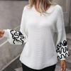 IHUASU Women's Pullover Knit Sweater Solid Colour Pattern Fashion Sweater Woman