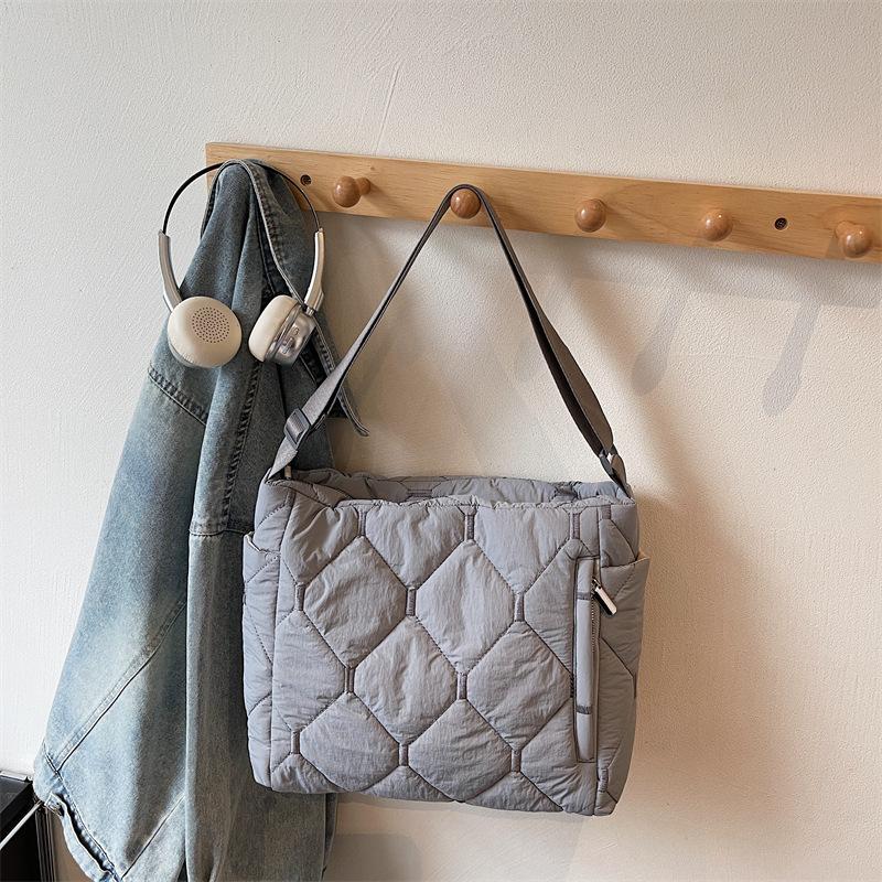 Повседневная хлопковая сумка большой вместимости женская осенне-зимняя новая модная ромбовидная сумка-тоут через плечо, сумка-мессенджер