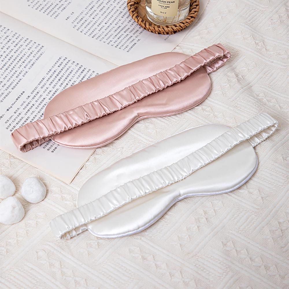 Двусторонняя маска для глаз из искусственного шелка с эластичной лентой - Маска для сна и защиты глаз в путешествиях с напечатанным логотипом