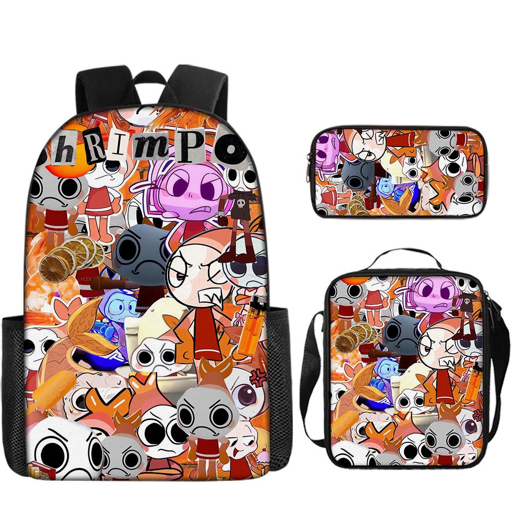 Rhythm Box Sprunki Student School Bag Backpack Backpack Three-Piece Set