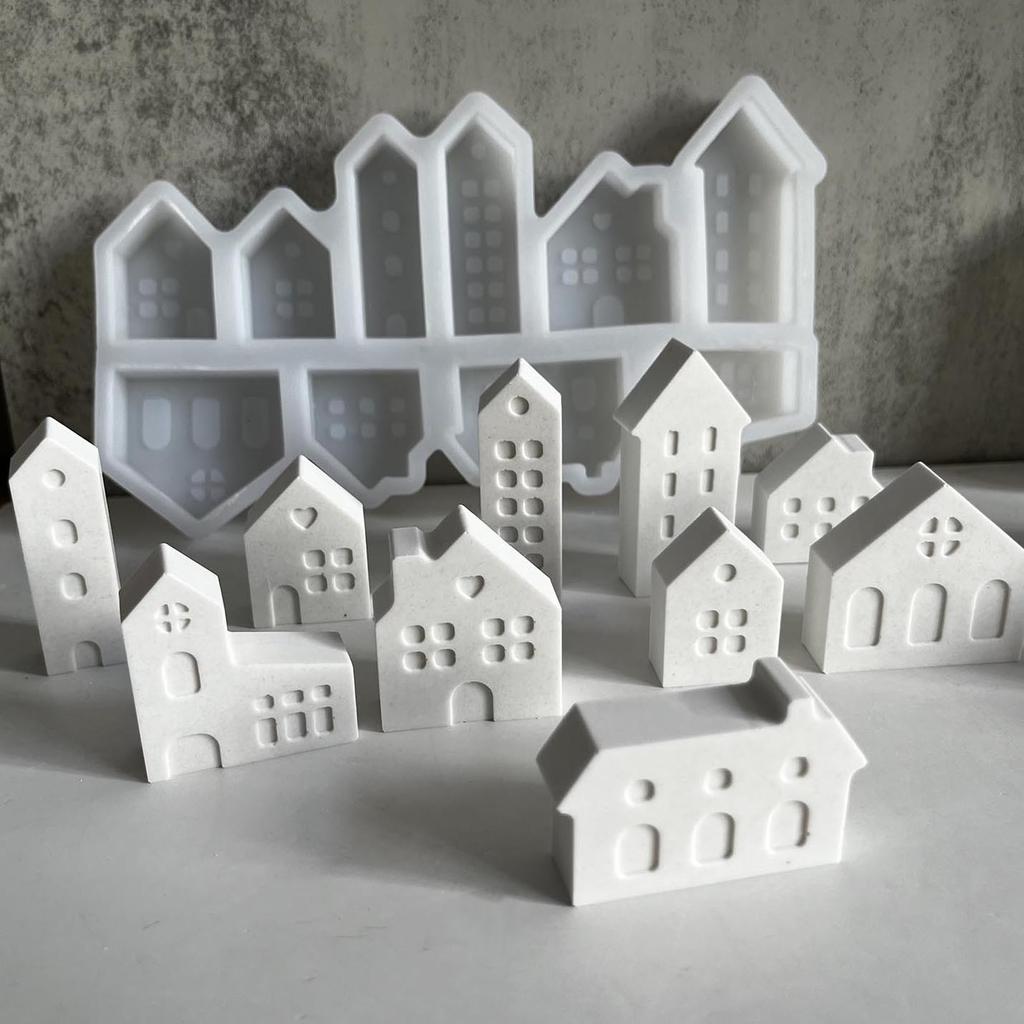 1pcs House Silicone Mold Nordic House Decoration Plaster Mold Drip Glue Mold