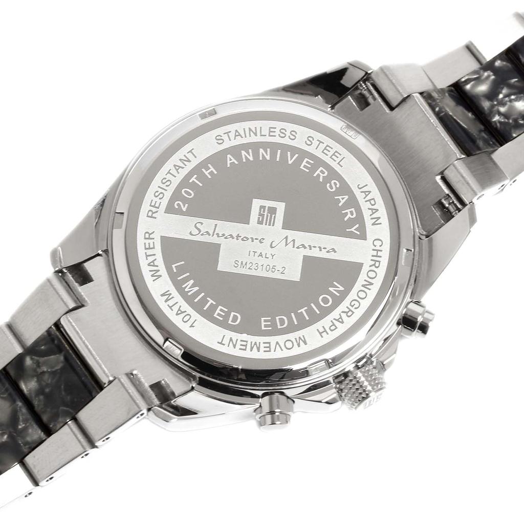 Salvatore Marra Часы Хронограф Ацетат Комбинированный Ремешок Модель Ограниченного Выпуска к 20-летию Рейтинг Бренда Часы Подарок Синий Серебристый [Salvatore Mara] Мужские