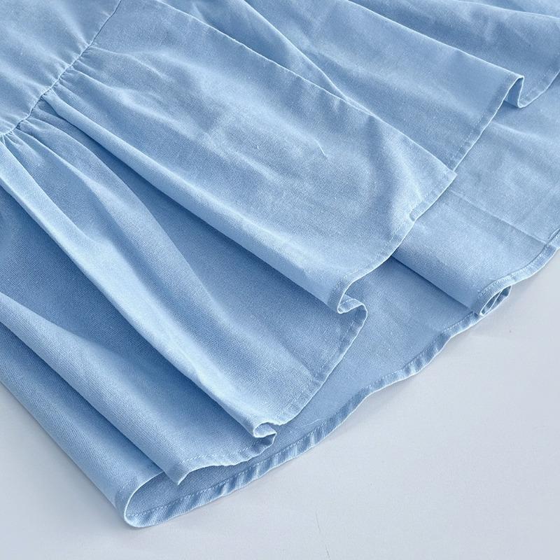 Комплект из хлопка, однотонный, с V-образным вырезом, короткими рукавами, топом и широкими брюками, повседневный женский комплект из 2 предметов, простой повседневный комплект из длинных брюк, весна-лето 2025 г.