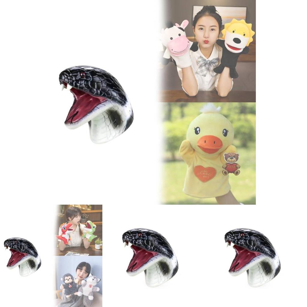 Игрушка-рукавичка в виде животного с реалистичной змеиной головой для развивающей игры детей