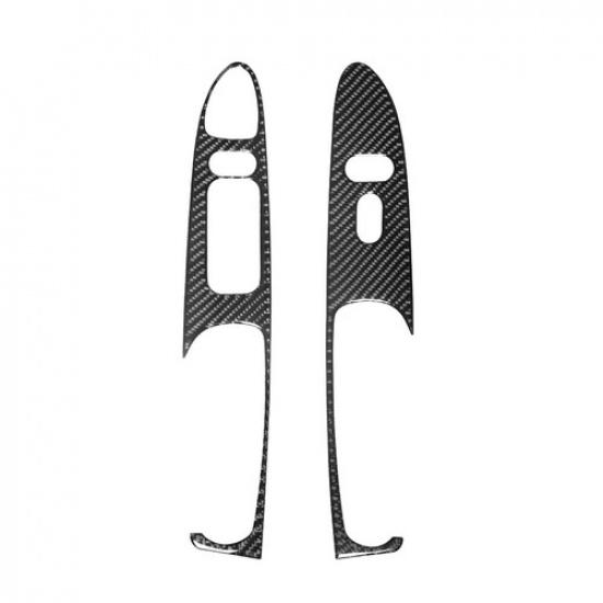 2Pcs Carbon Fiber Interior Door Control Cover Trim For Ford Mustang 2001-04