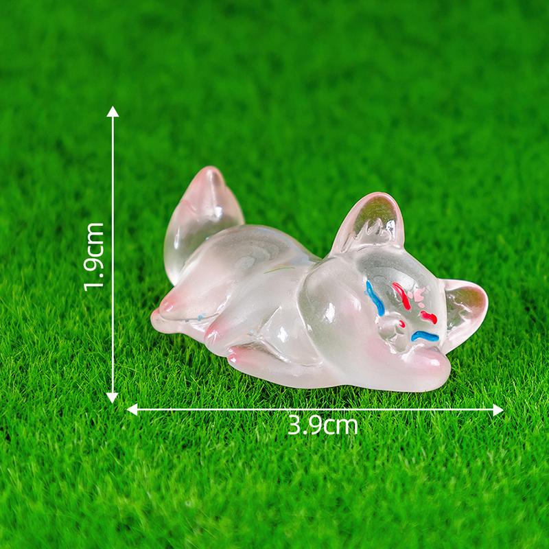 Cartoon Cute Mini Luminous Little Fox Micro Ornaments Miniature Figurines Creative Diy Home Decoration Accessories Gifts