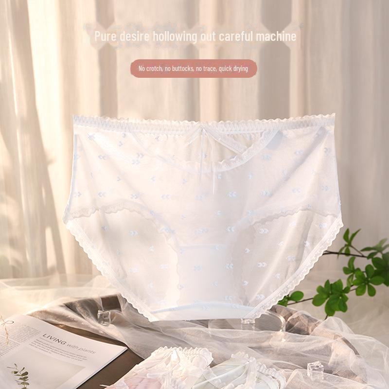 «15D ультратонкое бесшовное женское нижнее белье из искусственного шелка больших размеров, антибактериальная хлопковая промежность, ажурный дизайн»
