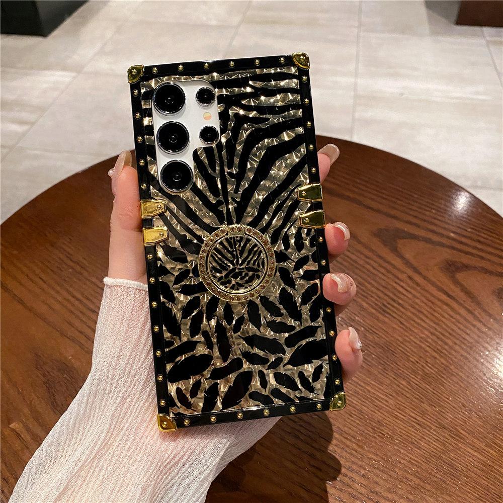 Чехол-кольцо с перьями и леопардовым принтом, гальванизированный чехол для телефона Samsung Galaxy S23 A54 A51 A71 A52 A72 A82 A22 A20 A30 A50 A70 A40 A60
