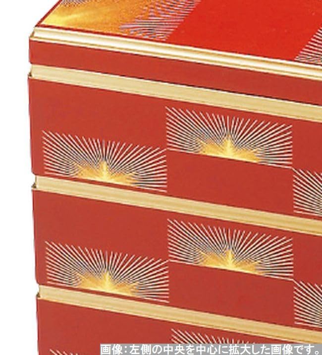J-kitchens Outdoor Lunch Box (Lunch Box) Made in Japan, 3 Tiers, 6-inch, Saikōgō, Heavy Red Pine Needle Checkered Pattern, 18.0cm x 18.0cm x 16.2cm