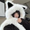 Милая шапка с лисьими ушками, плюшевая шапка, шарф, встроенная женская зимняя защита ушей, теплая шапка, универсальная шапка, женская шапка