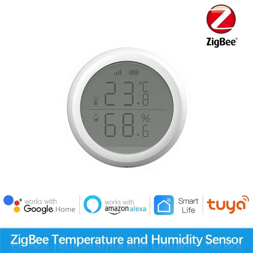 Умный термометр ZigBee – Датчик температуры и влажности в помещении с ЖК-дисплеем, управлением через приложение и голосом (Алекса/Google Home)