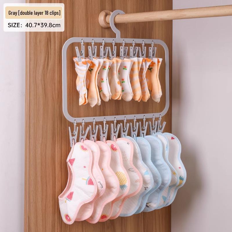 Multi-Function Baby Clothes Hanger: Children's Wardrobe Organizer & Socks Drying Rack