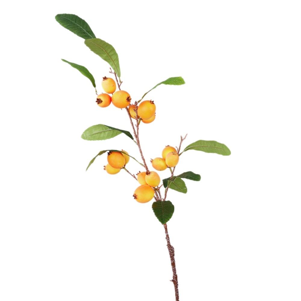 Luxury Artificial Loquat Fruit Branch Faux Loquat Fake Plants Simulation Fruit Tree Gift