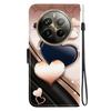 Handmade PU Leather Flip Case for Realme 12 Pro+ Anti-Slip Shockproof Cover with Wrist Strap & Heart/Rose Cat Designs
