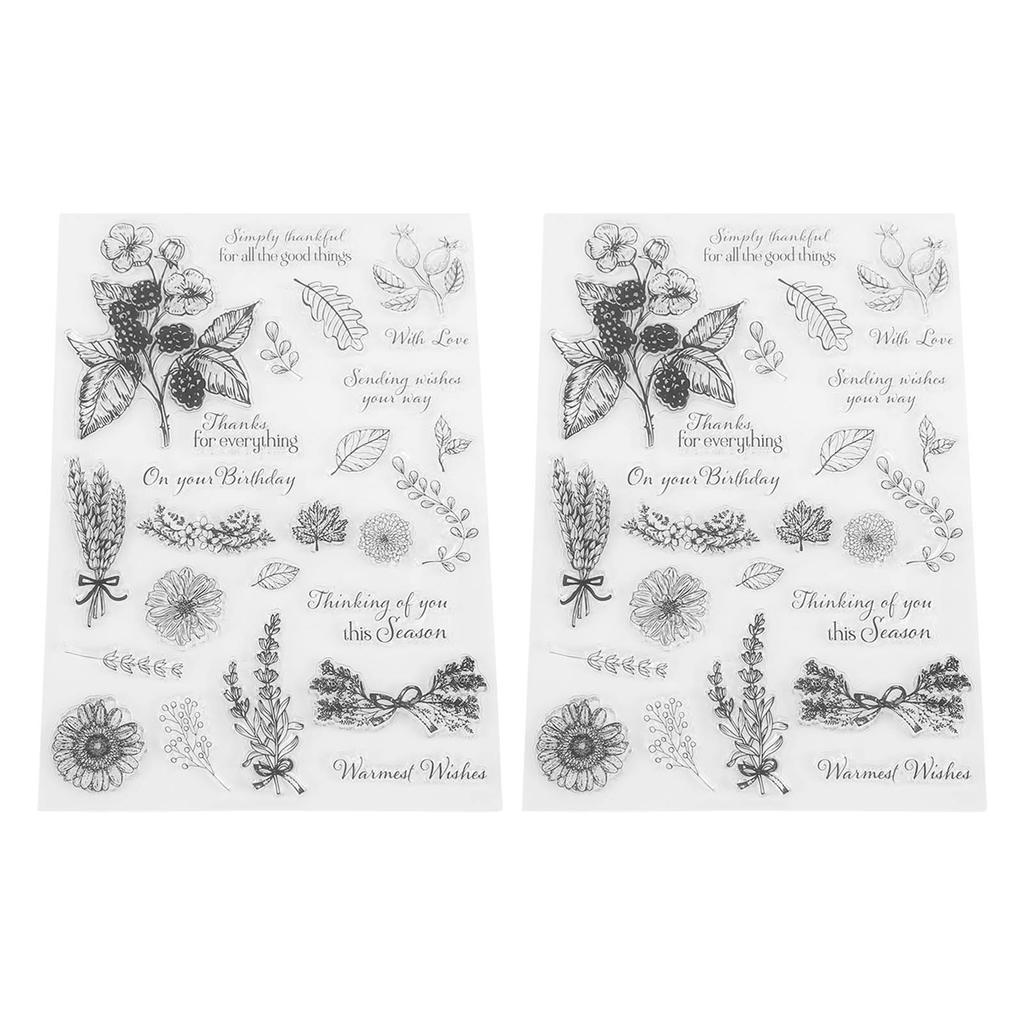 2 шт. прозрачный штамп с изображением растений, безопасный многоразовый материал, широкое применение, прозрачный штамп для открытки Boo