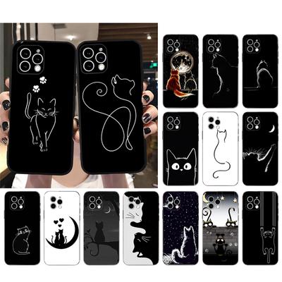 Чехол для телефона для Iphone 14 Pro Max 13 12 11 Pro Max Xr 12 13 Mini 14 Plus 7 8 Se чехол с черным котом Funda