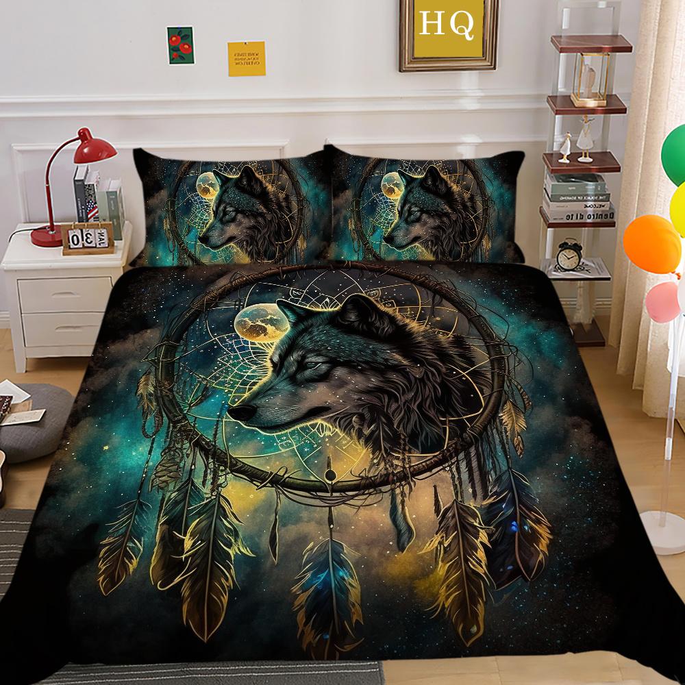 Одеяло с принтом волка, комплект постельного белья из микрофибры королевского размера, чехол для мальчиков-подростков, высококачественный домашний текстиль