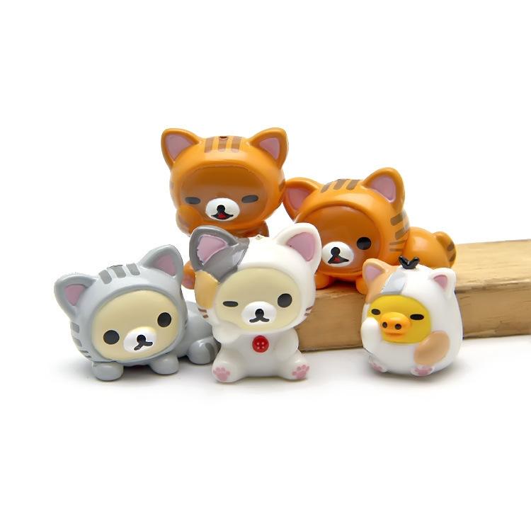 5 шт./комплект Милая фигурка кошки Игрушка Мультяшный Аниме kuma Медведь Косплей Кукла кошки Коллекционная модель Игрушки Мини DIY Лучший подарок