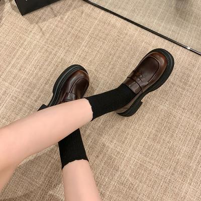 Ветер ретро полированные на толстой подошве ленивые лоферы женские большого размера маленькие кожаные туфли