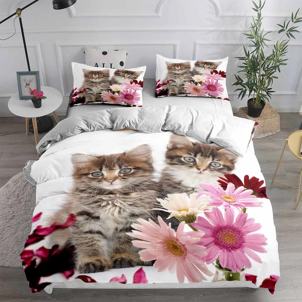 Cartoon Pet Cat Bedding Set Adults Children Winter Duvet Cover Sets Kids,twin Full Queen King Bedroom Set Home Housse De Couette