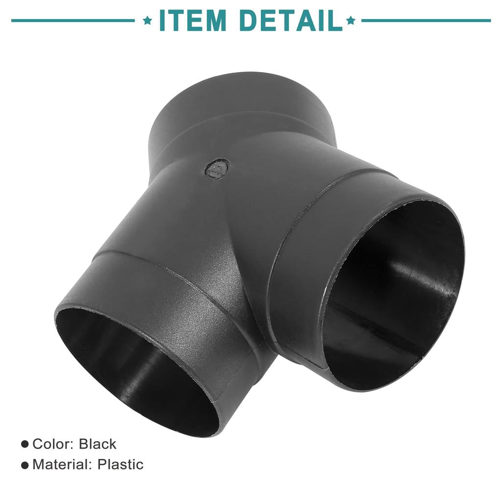 ACROPIX Car Heater Warm 3 Way Duct Pipe Y Shape Outlet Connector Universal 75mm Black 1pcs