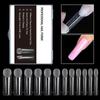 120PCS Clear Full Cover Dual Nail System Form UV Gel Acrylic Nail Art Mold Artificial Nail Tips with Scale for Extension