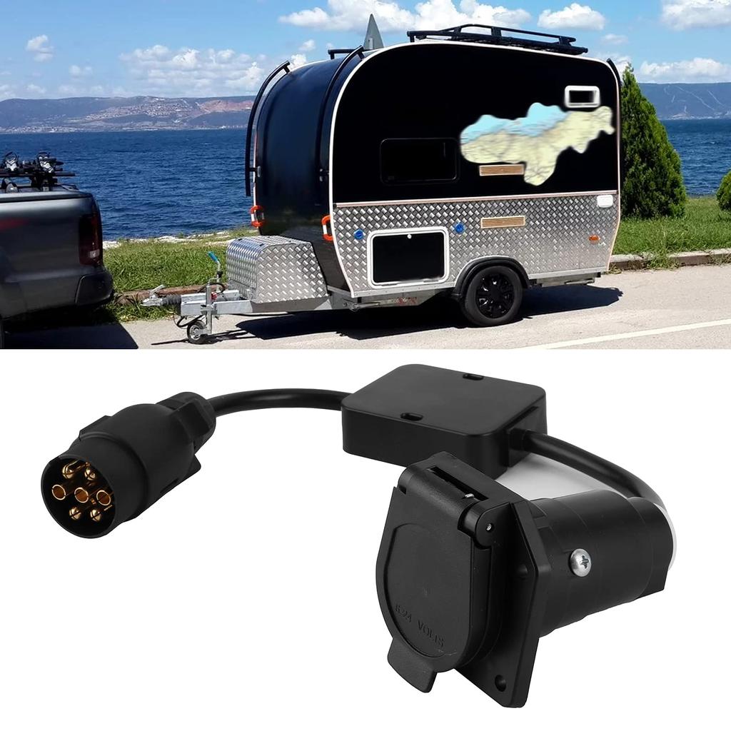 7-Pin Circular Connector, Trailer Adapter Connector, Light Cable Converter, Conversion Adapter, European 7-Pin to American 7-Way Plug