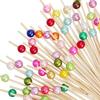 100 Counts Cocktail Picks, Fancy Toothpicks for Appetizers, Pearl Wooden Sticks for Party Supplies, Valentine's Day Food Picks for Party