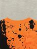 Men'S Novel Gradient Print Shirt | Breathable Polyester | Casual Round Neck Short Sleeve Shirt | Machine Washable | Vibrant Orange And Black Design |