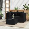 VidaXL Garden Lounge Set 3 Pcs with Cushions Black Wicker, Outdoor Lounge Set, Furniture Set 319779