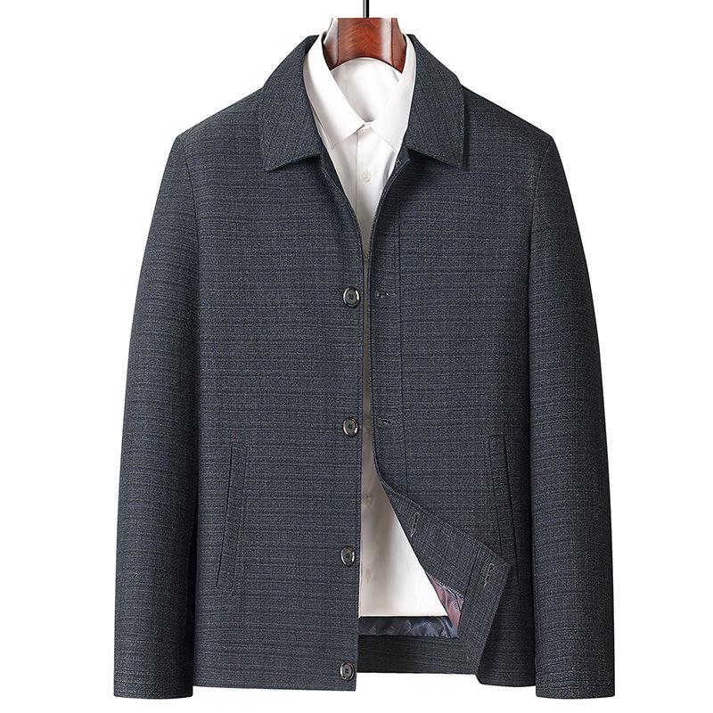 Новая мужская куртка на весну и осень, деловая, повседневная, для папы, куртка с пуговицами на лацканах для среднего возраста
