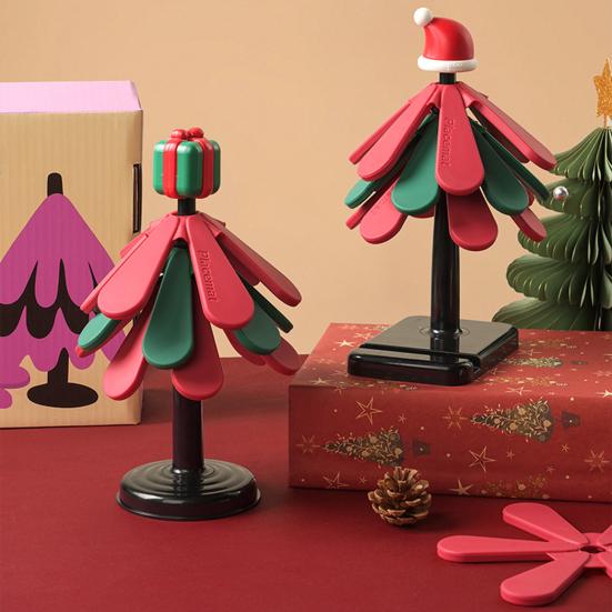 Christmas Tree Silicone Trivet Heat Resistant Pot Holder for Hot Pans Non-Slip Foldable Mat