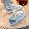 Women's Non-slip Sneakers Lace-Up Platform Sneakers Lace-Up Breathable Comfortable Running Walking Shoes Mesh Faux Leather Flat Tennis Sport Shoes