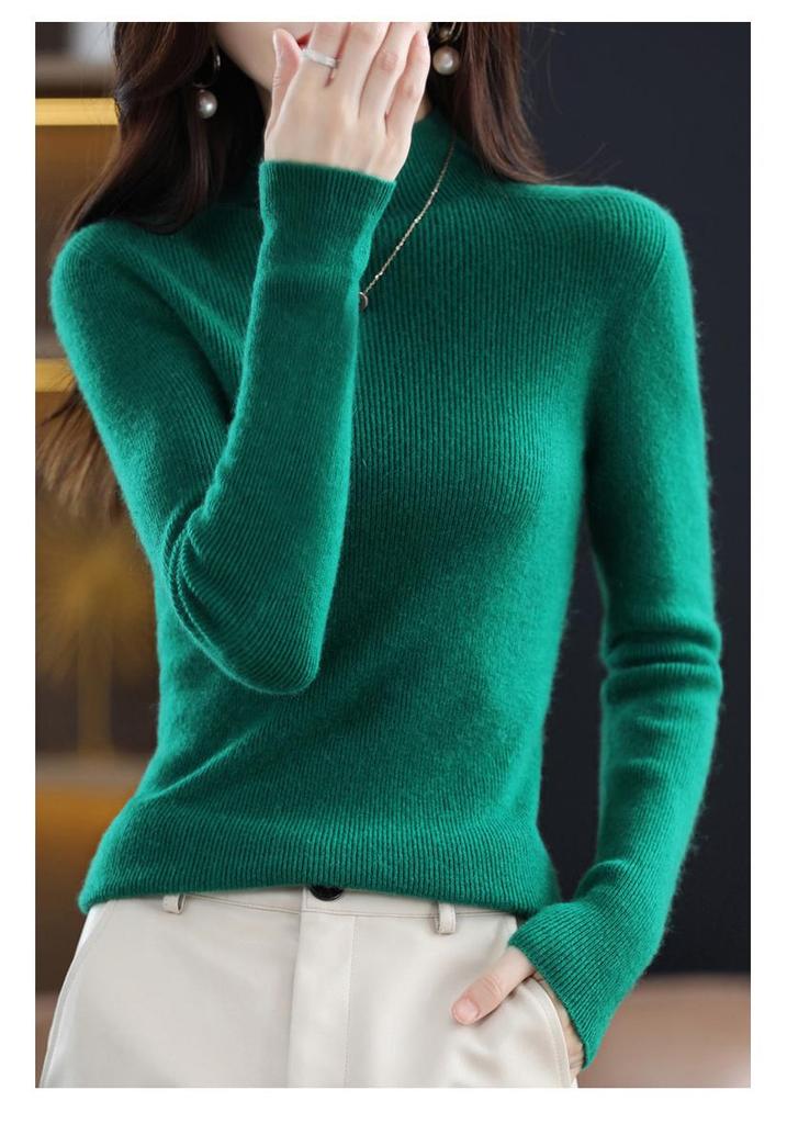 2023 Autumn/Winter Knit Half-High Collar Sweater – Casual, Versatile Base Layer