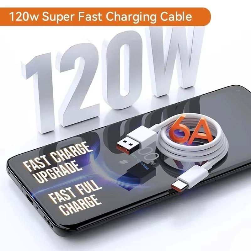 Оригинальное сверхбыстрое зарядное устройство 120 Вт 6 А USB C-Type C кабель для быстрой зарядки для Xiaomi Redmi Mi 14 13 Pro Высокоскоростная передача данных