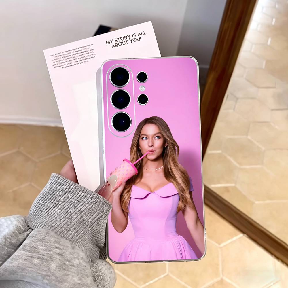 Чехол для телефона Sydney Sweeney для Samsung S25, S24, S21, S22, S23, S30, Ultra, S20, Plus, Fe, Note, 10, 9, 5G Прозрачный чехол
