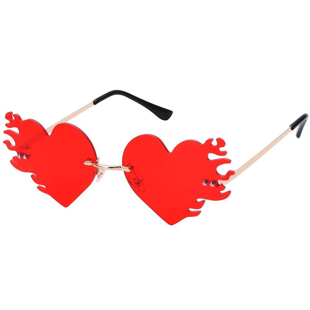 Rimless Flame Love Sun Glasses Costume Accessories Halloween Glasses  for Women & Men