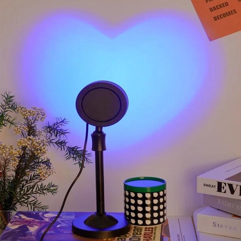 2025 Закатное освещение Любовная проекция Ночник Закатная проекция Светодиодная настольная лампа Атмосфера спальни Радужный свет Декоративный свет