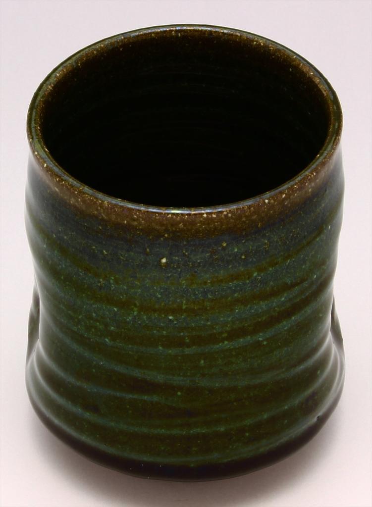 Mino Ware "Oono Shigeyasu" Rice Bowl and Teacup, Capacity Approximately 270ml, Solid Oribe Pattern, Green, Made In Japan, 134-0051