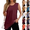 Женская мода однотонные футболки без рукавов