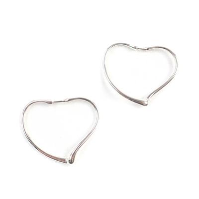 TIFFANY&Co. Серьги-кольца Pierce Open Heart из серебра 925 пробы для женщин, б/у
