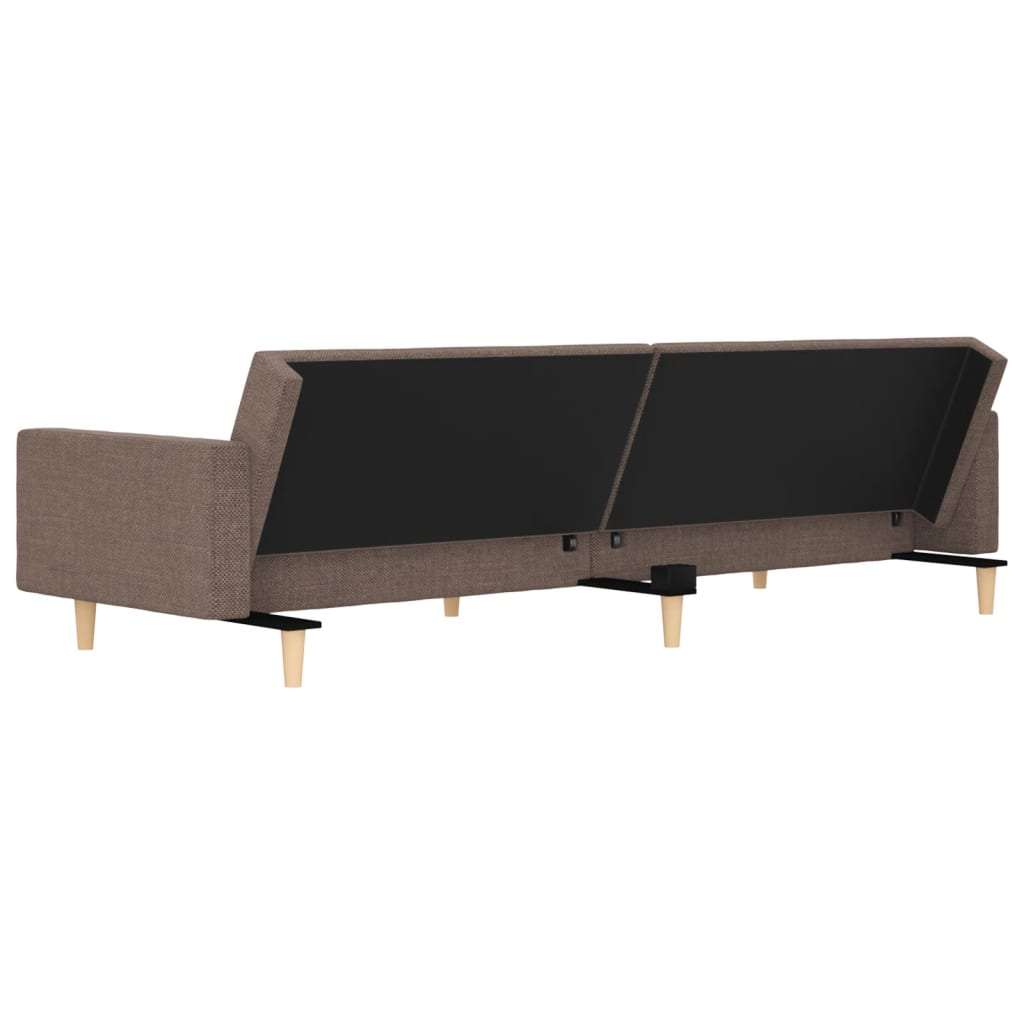 2 Seater Sofa Bed with 2 Cushions Taupe Fabric