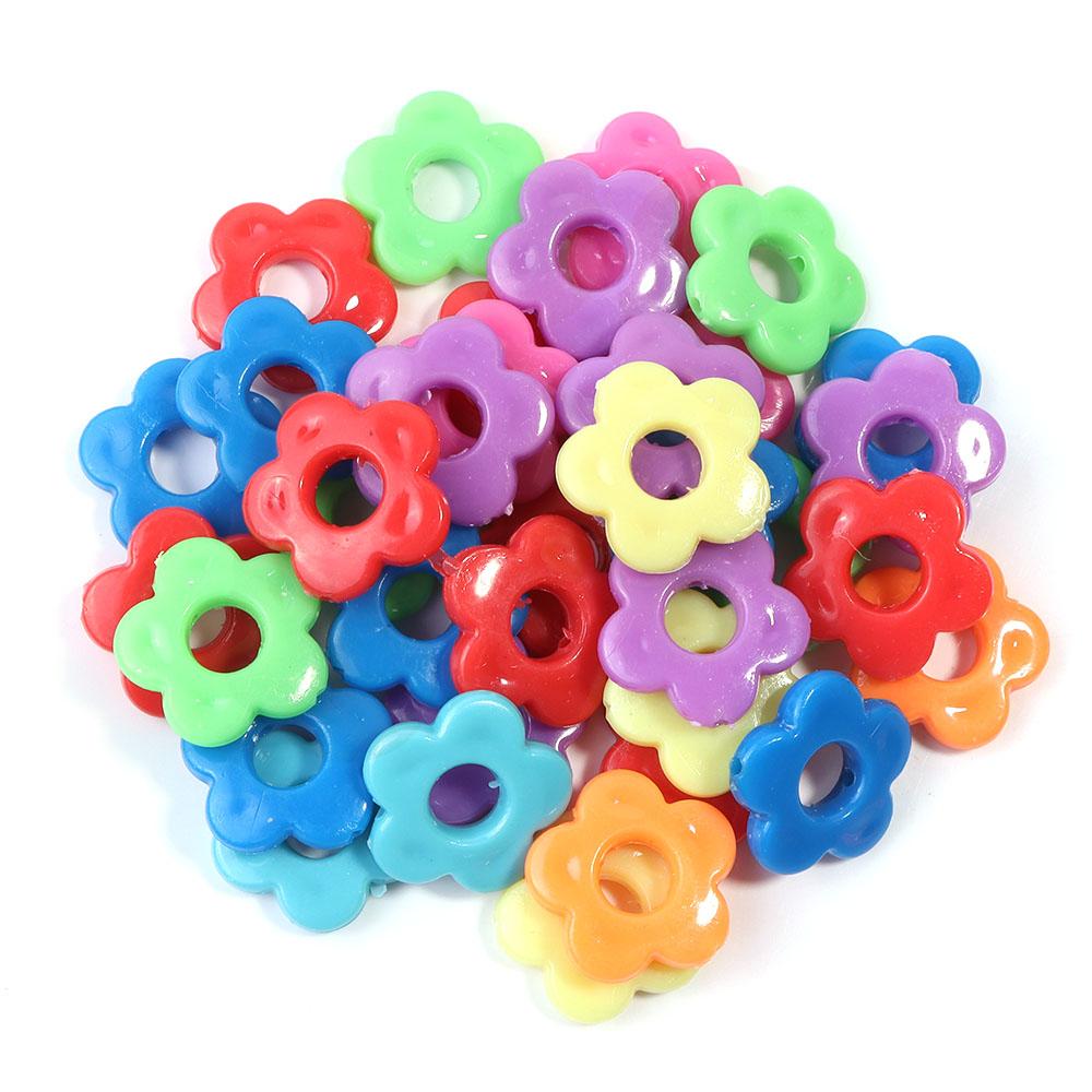 50pcs/Lot 19mm Jelly color Plum Blossom Plastics Beads for Jewelry Making Big Hole Loose Spacer Flower Beads DIY Bracelets