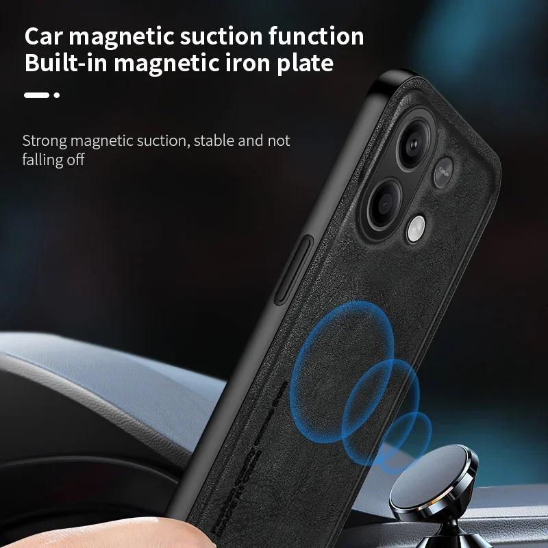 Magnetic for Xiaomi Redmi Note 14 13 4G 5G Pro Plus Global Version Case Leather Matte Soft Full Camera Protect Cover Shell Funda