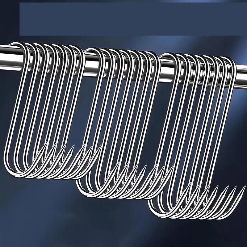 20pcs Heavy Duty S Shaped Butcher Hooks Sharp Tip Metal Hangers for Meat Sausages Hanging Home Grilling 
